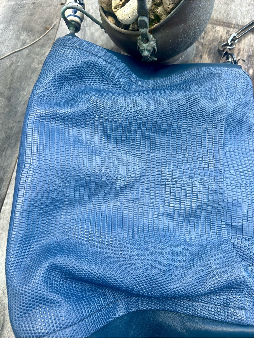 Coach Madison Lizard Embossed Tote Blue Bag - Picture 10 of 16